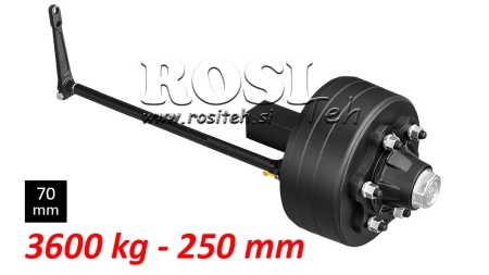 HALBACHSE MIT BREMSEN - 3600 kg (6 SCHRAUBEN) - 250 mm