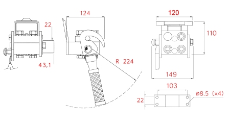 RACCORD MULTI-FASTER 3 VOIES BSP 1/4 PARTIE FIXE (UN LEVIER)