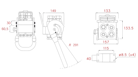 MULTI-FASTER LIITIN 4SUUNTAINEN BSP 2×1/2 2×3/4 KIINTEÄ OSA