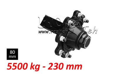 PUOLIAKSELI ILMAN JARRUJA - 5500 kg (8 RUUVIA) - 230 mm