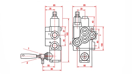 HYDRAULINEN KÄSIVENTTIILI – 1-LOHKOINEN SUUNTAVENTTIILI 1xR40 ECO