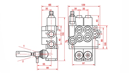 HYDRAULINEN KÄSIVENTTIILI – 2-LOHKOINEN SUUNTAVENTTIILI 2xR40 ECO