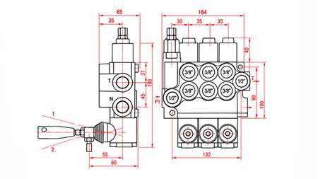 HYDRAULINEN KÄSIVENTTIILI – 3-LOHKOINEN SUUNTAVENTTIILI 3xR40 ECO