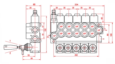HYDRAULINEN KÄSIVENTTIILI – 5-LOHKOINEN SUUNTAVENTTIILI 5xR40 ECO