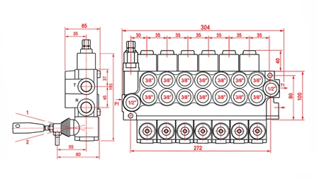 HYDRAULINEN KÄSIVENTTIILI – 7-LOHKOINEN SUUNTAVENTTIILI 7xR40 ECO