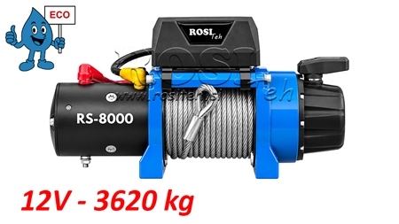 12 V SÄHKÖVINSSI RS-8000 - 3620 KG - TERÄSVAIJERI - ECO
