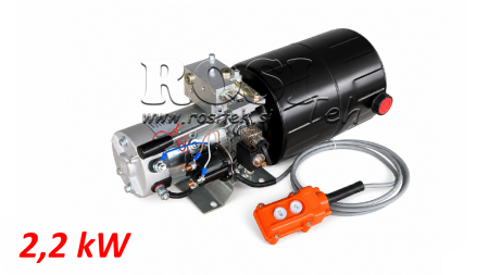MINI AGGREGATO CILINDRICO 24V DC - 2,2kW = 2,1cc - 8 lit - montaggio unidirezionale CON POMPA A MANO
