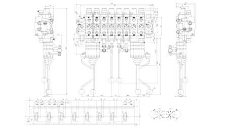 HYDRAULINEN VENTTIILI HIAB 8XPC70 + 2X EURO JOYSTICK 3 POZ