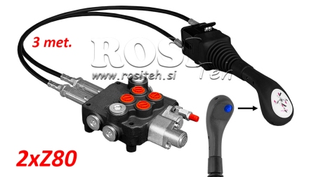JOYSTICK 1x NUPP - BOWDEN KAABEL 3 m + HÜDRAULILINE VENTIIL 2xZ80 + UJUVA FUNKTSIOON