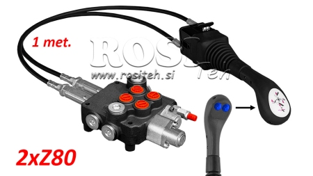JOYSTICK 2x NUPP - BOWDEN KAABEL 1 m + HÜDRAULILINE VENTIIL 2xZ80 + UJUVA FUNKTSIOON
