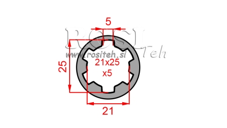 KARDANADAPTERI HOLKKI 21x25x5 (6 URAA) (60 mm)