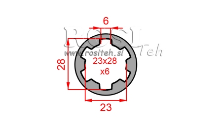 KARDANADAPTERI HOLKKI 23x28x6 (6 URAA) (60 mm)