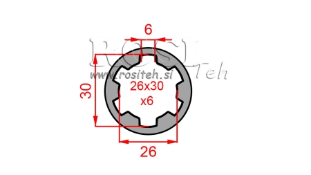KARDANADAPTERI HOLKKI 26x30x6 (6 URAA) (60 mm)