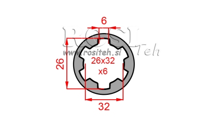 KARDANADAPTERI HOLKKI 26x32x6 (6 URAA) (60 mm)