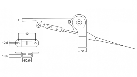 PÓTKOCSI-FÉK HÚZÓKARJA KOMPLETT 2,3m ACÉLLAL