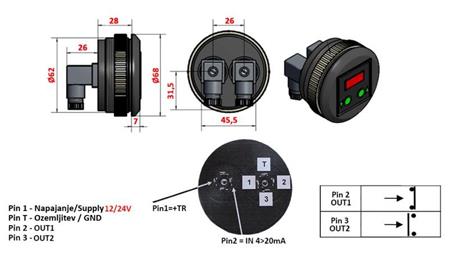 ELEKTRONISCHE DRUKSCHAKELAAR MET MANOMETER KD59 0-400 BAR