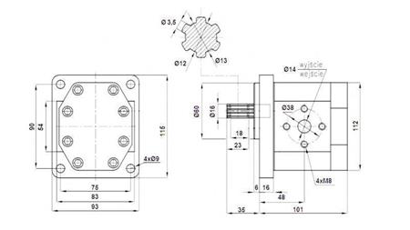 HYDRAULINEN PUMPPU NSZ 16 - 6 HAMMAS 16 CC VASEN
