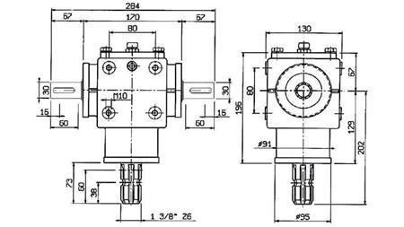 ANGLE GEAR PTO-R20T 1:2 (25HP-18kW)