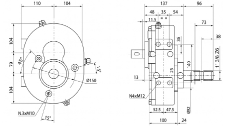 UMKEHRGETRIEBE INVERSION A-3A 1:1 (30HP-22,1kW)