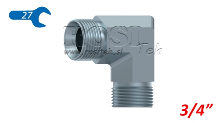 HYDRAULINEN KULMA 90° BSP LYHYT MIEHET-MIEHET 3/4