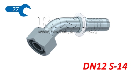 HYDRAULIC FITTING DKOS 14 S FEMALE ELBOW 45 DN12-M22X1.5