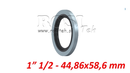 KUMITIIVISTEELLÄ VARUSTETTU PESURI 1 1/2 - 44,86x58,6 mm