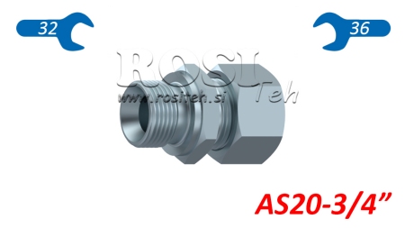 HYDRAULISCHE DUBBELE BOCHT MET MOER AS20-BSP3/4