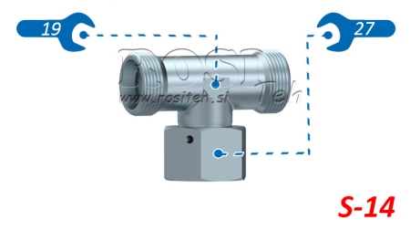 TÊ HIDRÁULICO S-14 COM PORCA GIRATÓRIA CENTRAL M22X1,5