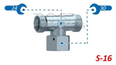 HÜDRAULILINE T-LIITMIK S-16 KESKMISE PÖÖRDMUTRIGA M24X1,5