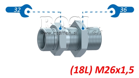 HYDRAULISK GJENNOMFØRING DOBBEL KOBLING (18L) M26X1,5