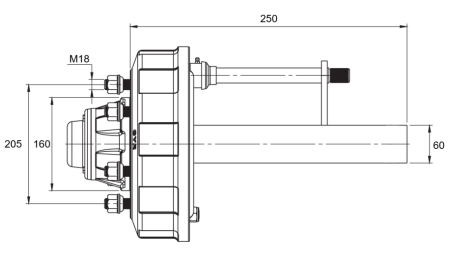 HALVAXEL MED BROMSAR - 2700 kg (6 SKRUVAR) - 250 mm