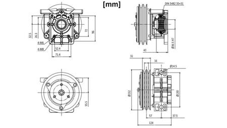 EL. MAGNETKUPPLUNG 12V FÜR PUMPE GR.2 DIMENSIONEN