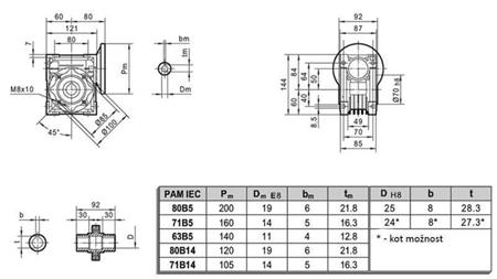 REDUTOR PMRV-50 PARA MOTOR ELÉTRICO MS80 (0.55-0.75kW) RAZÃO 10:1