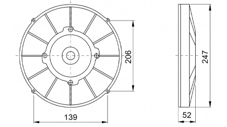 AXIAL FAN 225MM PULLING 12V