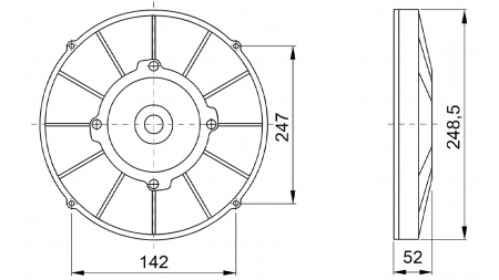 AKSÍÁLIS VENTILÁTOR 255mm kifúvású 24V