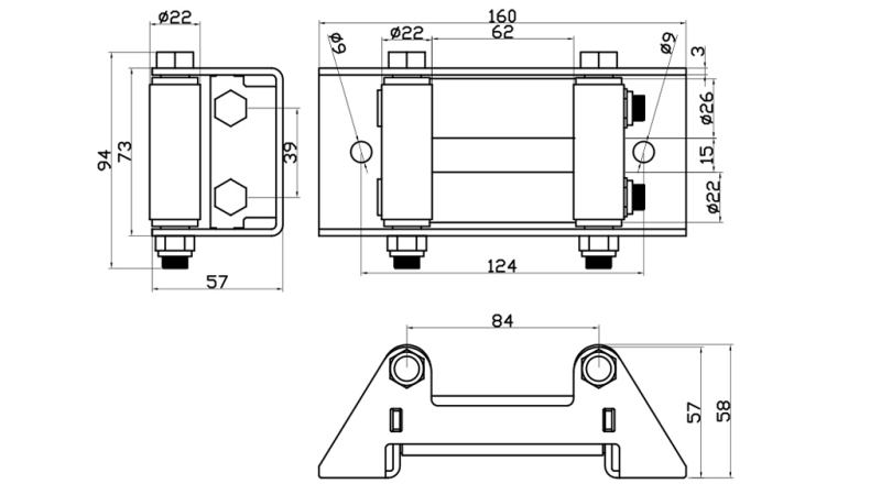 ROLLER FAIRLEAD FOR STEEL ROPE (3500) 73x160