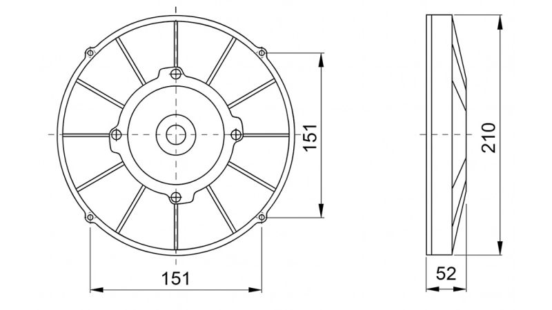AXIAL FAN 190MM PULLING 12V