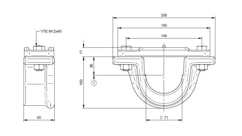 HOLDER VOOR TELESCOPISCHE CYLINDER FI70-A
