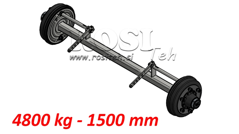 OS PRZYCZEPY 4800 KG Z HAMULCAMI (1500 MM)