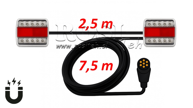 LED MAGNETICKÝ SVĚTLOVÝ SET S KABELEM 7,5M+2,5M