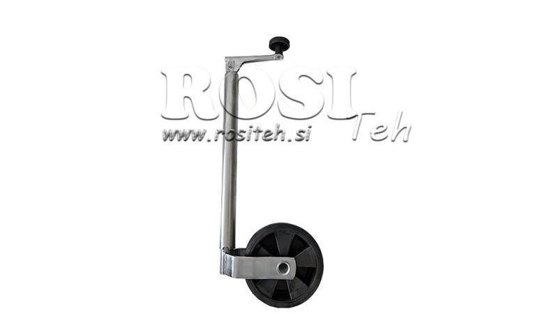 LEGGIO DI SUPPORTO FILETTATO CON RUOTA PER RIMORCHI 35mm 75 kg