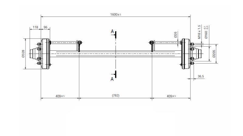 NÁPRAVA PRE PRÍVES 8300 kg S BRZDAMI (1600 mm)