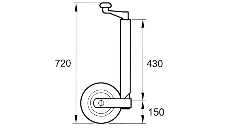 VĪTŅOTAIS ATBALSTA KĀJA AR RITEŅIEM PAKĀPES 250MM 400KG