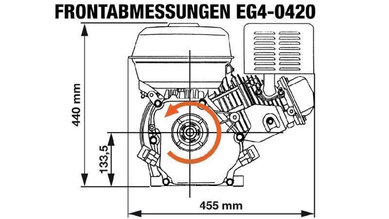 motor de gasolina EG4-420cc-9.6kW-13.1HP-3,600 RPM-H-KW25x88.5-arranque manual
