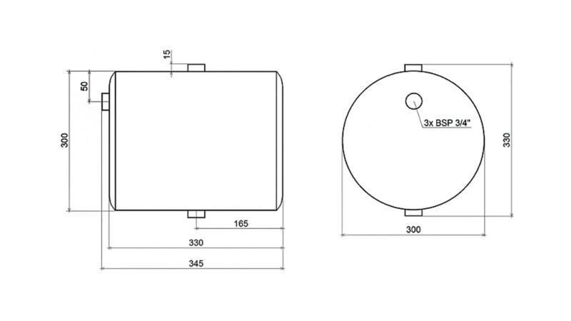 METAL RESERVOIR 20 LITERS ROUND DIAMETER 300mm - HEIGHT 340mm