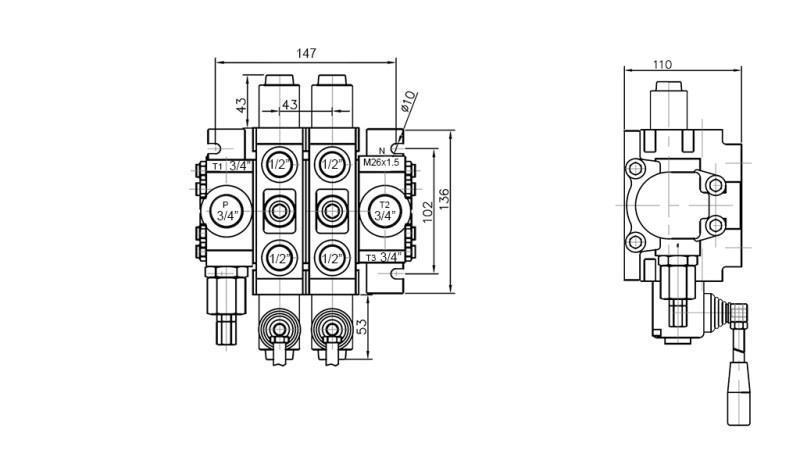 HYDRAULINEN VENTTIILI 2xPC70