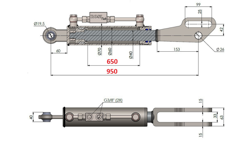 2TON. HYDRAULISCHE TOPLINK POINT 60/40-300 (650MM-950MM)