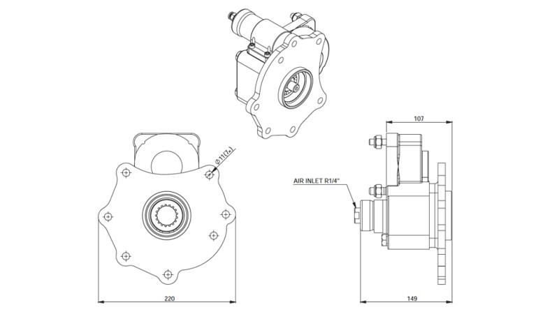 Dimensiuni IESIRE PENTRU POMPĂ HIDRAULICĂ - MERCEDES ATEGO-2 - 7 ORIFICII