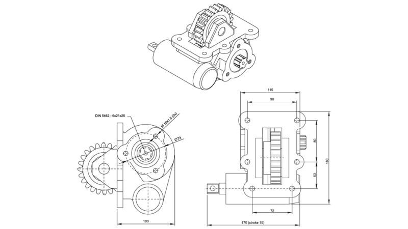 Wymiary WYJŚCIA DLA POMPY HYDRAULICZNEJ - IVECO 2828 MECHANIC