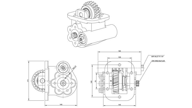 Dimensioni USCITA PER POMPA IDRAULICA - IVECO 2855